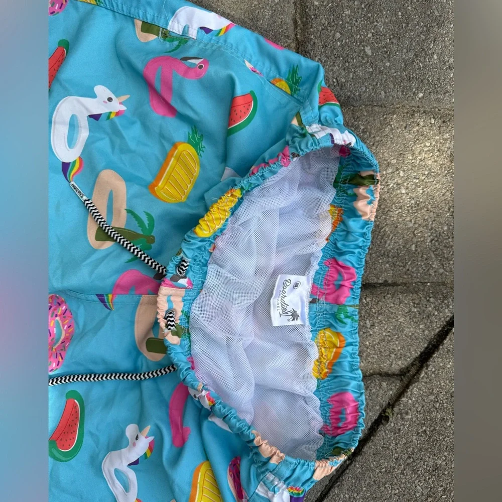 DandyDelight Men's Tropical Print Swim Shorts - Aqua